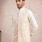Bosky White Cross Stitched Embroidered Waistcoat - Men