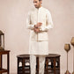 Bosky White Falling Embroidered Waistcoat - Men