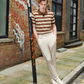 STRIPED JOHNNY COLLAR POLO