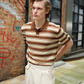STRIPED JOHNNY COLLAR POLO