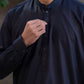 Men's Premium Ban-Embroidered Kameez Shalwar - Navy Blue / Classic Fit.