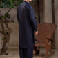 Men's Premium Ban-Embroidered Kameez Shalwar - Navy Blue / Classic Fit.