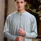 Men's Premium Ban-Embroidered Kameez Shalwar - Pale Dusty Green / Classic Fit.