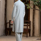 Men's Premium Ban-Embroidered Kameez Shalwar - Pale Dusty Green / Classic Fit.