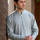 Men's Premium Ban-Embroidered Kameez Shalwar - Pale Dusty Green / Classic Fit.