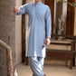 Men's Premium Ban-Embroidered Kameez Shalwar - Sky Blue / Classic Fit.