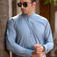 Men's Premium Ban-Embroidered Kameez Shalwar - Sky Blue / Classic Fit.