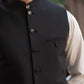 Premium Black Suiting Waistcoat Men's with  two side bone pockets and one welt chest pocket - Classic Fit Mandarin style