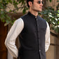 Premium Black Suiting Waistcoat Men's with  two side bone pockets and one welt chest pocket - Classic Fit Mandarin style