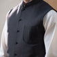 Premium Black Suiting Waistcoat Men's with  two side patch pockets and one welt chest patch pocket - Classic Fit Mandarin style