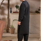 Men's Premium Ban-Embroidered Kameez Shalwar - Jet Black / Classic Fit.