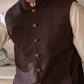 Premium Suiting Waistcoat Men's with two clean, vertical-aligned side pockets integrated into the waistcoat's front paneling for a sleek - Classic Fit Mandarin style