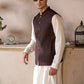 Premium Suiting Waistcoat Men's with two clean, vertical-aligned side pockets integrated into the waistcoat's front paneling for a sleek - Classic Fit Mandarin style