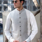 Premium Light Fawn Waistcoat for Men's with  two lower patch pockets with decorative vertical pleats and one welt chest pocket - Classic Fit Mandarin style
