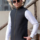 Men's Black Ethnic Waistcoat - Modern Zip Design with two side patch pockets and one welt chest Bone pocket - Classic Fit Mandarin style