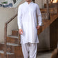 Men's Premium Ban-Embroidered Kameez Shalwar - Classic White / Classic Fit.