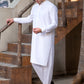 Men's Premium Ban-Embroidered Kameez Shalwar - Classic White / Classic Fit.