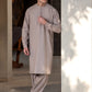 Men's Premium Ban-Embroidered Kameez Shalwar - Light Brown / Classic Fit.