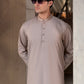 Men's Premium Ban-Embroidered Kameez Shalwar - Light Brown / Classic Fit.