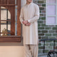 Men's Beige Shalwar Kameez - Cotton