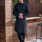 Premium Cotton Men’s Suit in Graphite Black