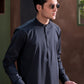 Premium Cotton Men’s Suit in Graphite Black