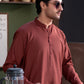 Maroon Ban Plain - Kameez Shalwar - Men