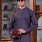 Deep Burgundy Cotton Men’s Suit With Design Pocket