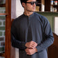 Grey Stitched Kameez Shalwar for Men - Modern Eastern Formal Wear
