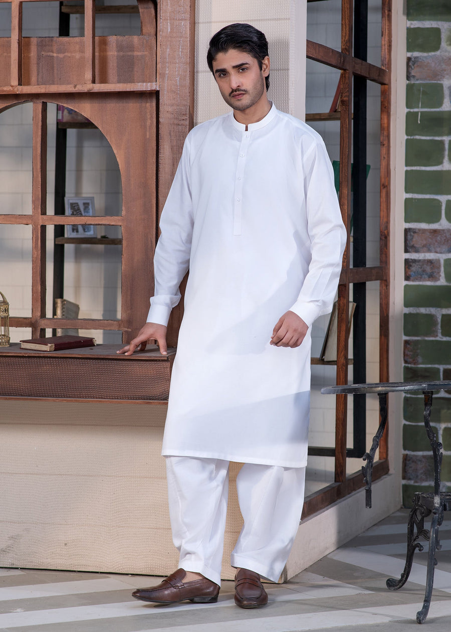 Off White Plain - Kameez Shalwar - Men
