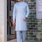 Light Blue Men’s Designer Shalwar Kameez with Minimalist Stitched Ban