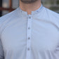 Light Blue Men’s Designer Shalwar Kameez with Minimalist Stitched Ban