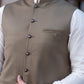 Premium Olive Green Suiting Waistcoat for Men with one welt chest pocket on the left side and two side bone (jetted) pockets - Classic Fit Mandarin style