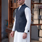 Premium Navy Suiting Waistcoat V Fornt Style for Men's with bone welt chest pocket and two side bone pockets - Classic Fit Mandarin style