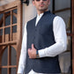 Premium Navy Suiting Waistcoat V Fornt Style for Men's with bone welt chest pocket and two side bone pockets - Classic Fit Mandarin style