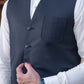 Premium Navy Suiting Waistcoat V Fornt Style for Men's with bone welt chest pocket and two side bone pockets - Classic Fit Mandarin style