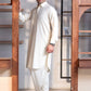 Cream Booski  Collar Plain - Kameez Shalwar - Men