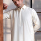 Cream Booski  Collar Plain - Kameez Shalwar - Men