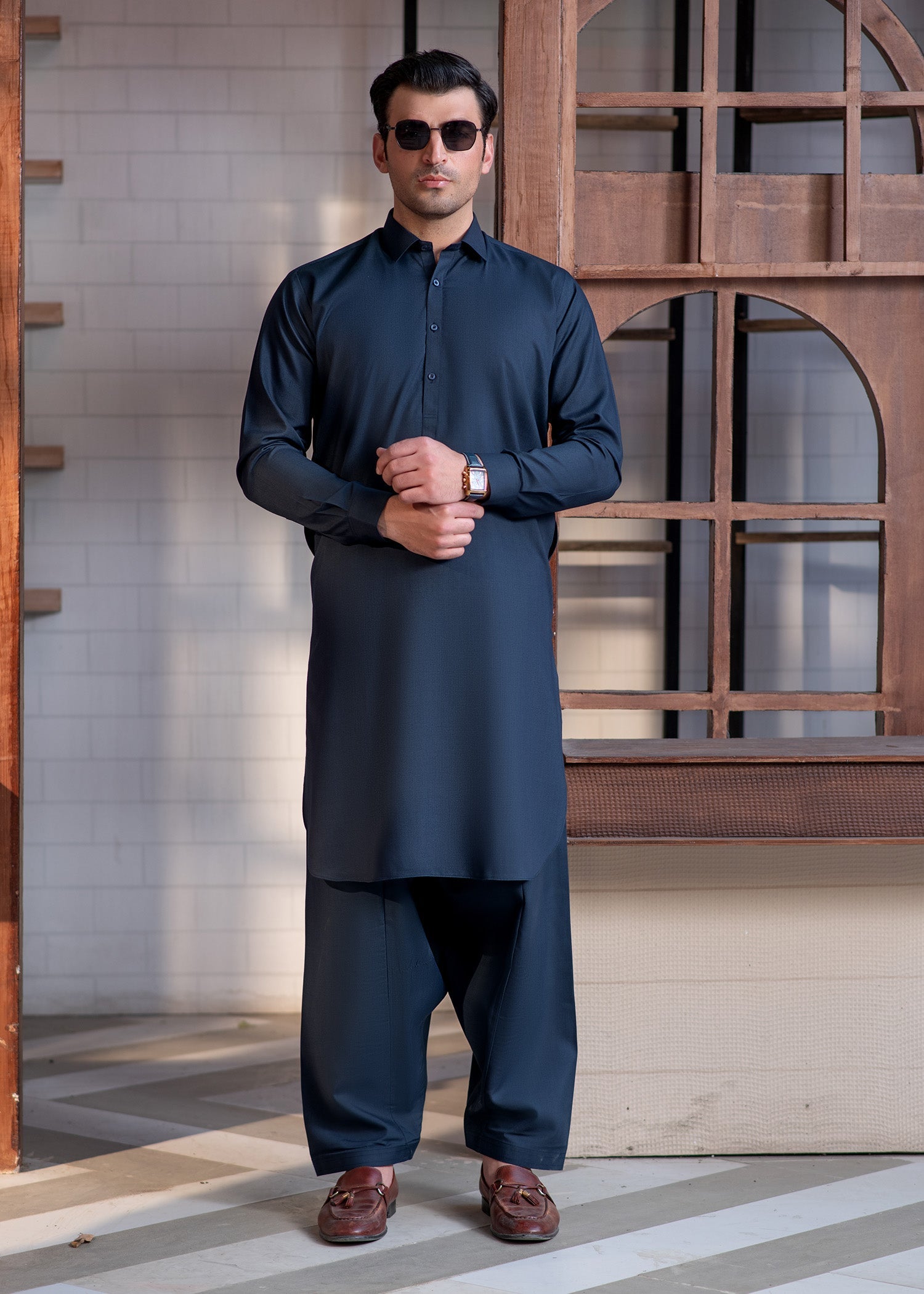 Blue Collar Plain - Kameez Shalwar - Men