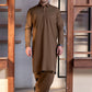 Camel Brown Collar Plain - Kameez Shalwar - Men