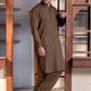 Camel Brown Collar Plain - Kameez Shalwar - Men