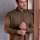 Camel Brown Collar Plain - Kameez Shalwar - Men
