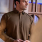 Camel Brown Collar Plain - Kameez Shalwar - Men