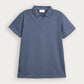 Bluish Grey Interlock Johnny Collar Polo - Smart Fit - Men