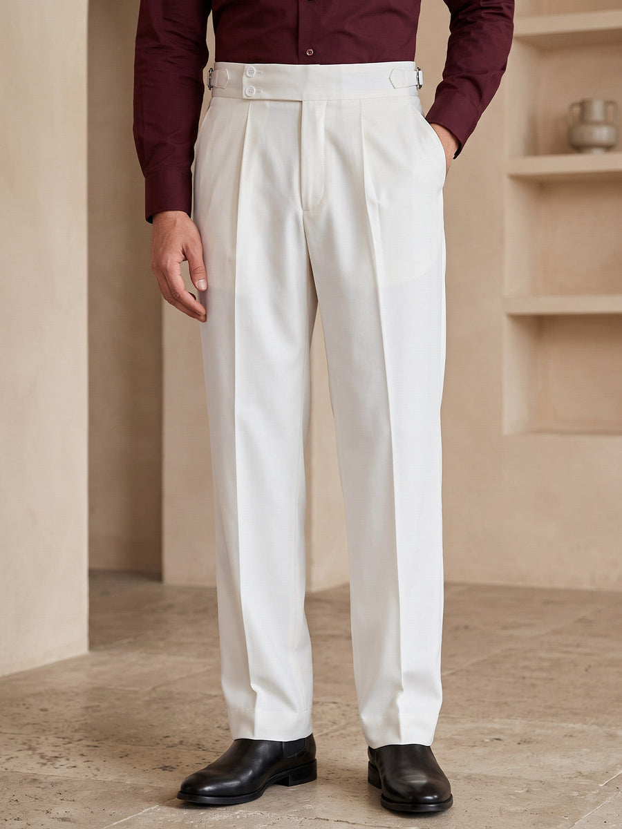 Cream Imported Straight Fit Gurkha Pant (FDT-443)