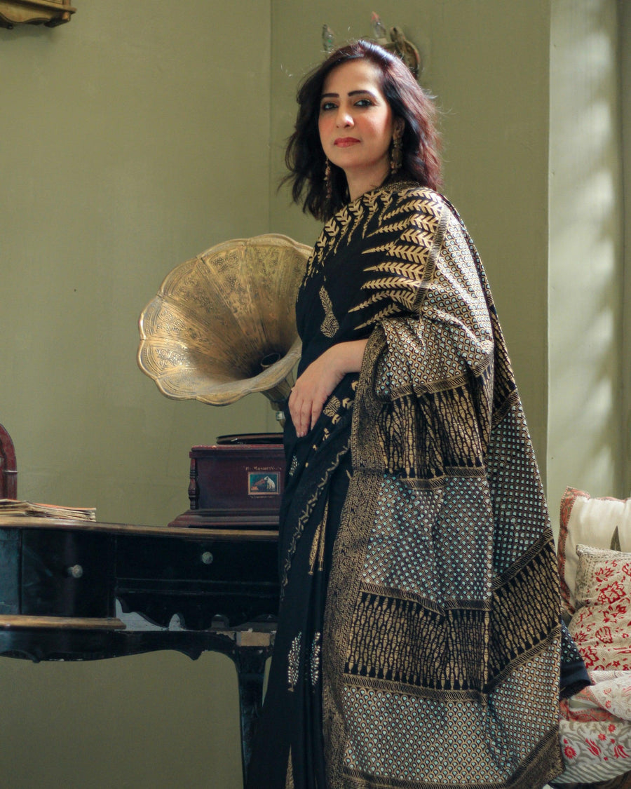 Black and Gold Sari