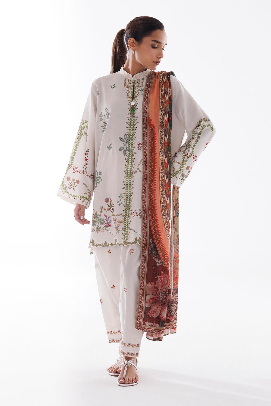 Stitched Linen Muzlin Suit