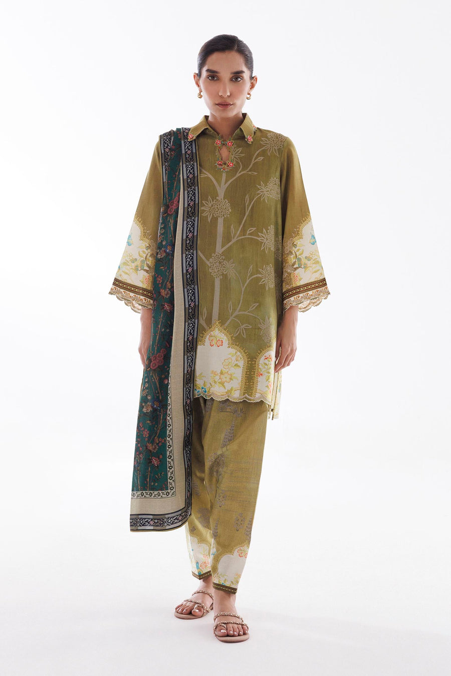 Stitched Linen Muzlin Suit