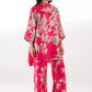 Stitched Printed Satin Shirt + Boot Pants
