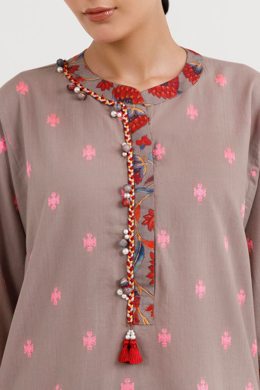 Stitched Embroidered Jacquard Shirt+ Culotte